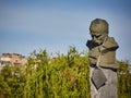 Borodianka, Kyiv region, Ukraine. The monument to Shevchenko was shot by the russian occupiers.