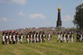 BORODINO, MOSCOW REGION - may 29, 2016: Reenactors dressed as Napoleonic war soldiers at Borodino battle historical reenactment in