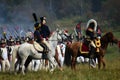 Battle scene. Borodino battle historical reenactment in Russia Royalty Free Stock Photo