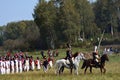 Battle scene. Borodino battle historical reenactment in Russia Royalty Free Stock Photo