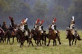 French army soldiers cuirassiers at Borodino battle historical reenactment in Russia