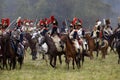 French army soldiers cuirassiers at Borodino battle historical reenactment in Russia