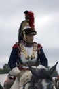 Cuirassier at Borodino battle historical reenactment in Russia