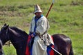 BORODINO, MOSCOW REGION - SEPTEMBER 02, 2018: Reenactors dressed as Napoleonic war soldiers at Borodino battle