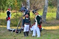 BORODINO, MOSCOW REGION - SEPTEMBER 02, 2018: Reenactors dressed as Napoleonic war soldiers at Borodino battle