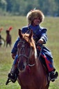 BORODINO, MOSCOW REGION - SEPTEMBER 02, 2018: Reenactors dressed as Napoleonic war soldiers at Borodino battle