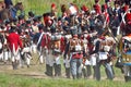 BORODINO, MOSCOW REGION - SEPTEMBER 02, 2018: Reenactors dressed as Napoleonic war soldiers at Borodino battle