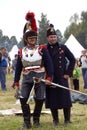 Cuirassiers at Borodino battle historical reenactment in Russia