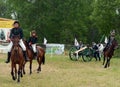 Reconstructors of the Battle of Borodino in the summer camp. Royalty Free Stock Photo