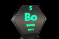 Boron - Bo - chemical element Sign with atomic number and atomic weight. Chemical element of periodic table. Molecule And Communic Royalty Free Stock Photo