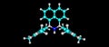 Boron nitride and carbon hybrid molecular structure isolated on black