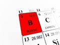 Boron on the periodic table of the elements