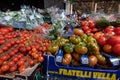 Borough Market, in Southwark, east London UK. Variety of tomatoes for sale in the foreground. Royalty Free Stock Photo