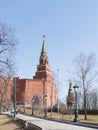 Borovitskaya Tower and the Alexander Garden in Moscow Royalty Free Stock Photo