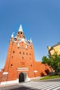 Borovitskaya tower view from below in Kremlin Royalty Free Stock Photo