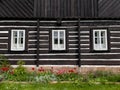 Borovnicka, Czech republic - May 15, 2021. Detail of traditional old houses in Podkrkonosi region