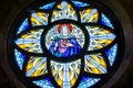 Borovnicka, Czech republic - May 15, 2021. Detail of vitrage window in Church Of The Divine Heart Of The Lord