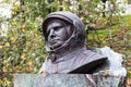 Borovsk, Russia - September 2015: Monument bust of Yuri Gagarin on a pedestal