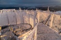 Borowa Gora view point during winter time. Frosty structure, glazed, icy net fence. Royalty Free Stock Photo