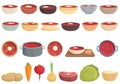 Borsch icons set cartoon vector. Beet food