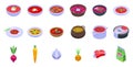 Borsch icons set isometric vector. Beet food