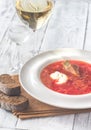 Borsch - Ukrainian traditional beetroot soup Royalty Free Stock Photo