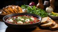 Borscht Delicacy Traditional Ukrainian Food Beet Soup Presentation