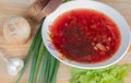 borscht plate with onion with garlic and herbs Royalty Free Stock Photo