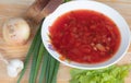 Borscht plate with onion with garlic and herbs Royalty Free Stock Photo