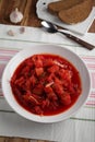 Borscht on a rustic table Royalty Free Stock Photo