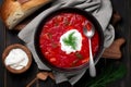 Borscht sour cream bowl. Generate Ai