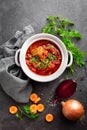 Borscht, traditional ukrainian beetroot vegetable soup