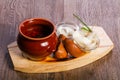 borsht soup with pork fat Royalty Free Stock Photo