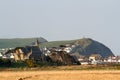 Borth church with headland in the background