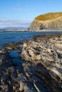 Borth cliffs and rocky shore Royalty Free Stock Photo