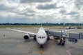 Borispol International Airport. The plane is ready for the landing of passengers. Royalty Free Stock Photo