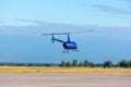 Helicopter Robinson R66 is taking-off from Boryspil International Airport Royalty Free Stock Photo