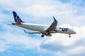 Airplane Embraer E190 (SP-LMB) of LOT Polish Airlines is landing at Boryspil International Airport