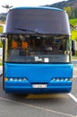 Boryspil, Ukraine - May 1, 2017: Blue bus at the Boryspil international airport