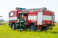 BORYSPIL, UKRAINE - MAY, 20, 2015: Firefighter