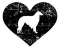 Borzoi in heart black and white