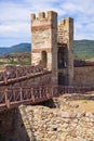 Bosa, Sardinia, Italy - Main tower - Torre Maestra - of the Malaspina Castle, known also as Castle of Serravalle, with monumental