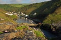 Boscastle village and harbor, Cornwall, England, UK