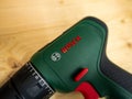 Bosch Logo Sign on a Cordless Drill Tool Royalty Free Stock Photo