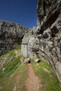 Bosherton, Pembrokeshire, Wales, UK, July 2014, View of Saint Govans Chapel Royalty Free Stock Photo