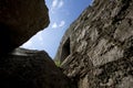 Bosherton, Pembrokeshire, Wales, UK, July 2014, View of Saint Govans Chapel Royalty Free Stock Photo