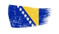 Bosnia Flag Designed in Brush Strokes and Grunge Texture