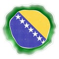 Bosnia flag in frame.