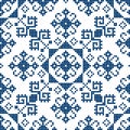 Bosnia and Herzegovian`s traditional retro vector folk art seamless pattern - Zmijanje cross-stitch design style