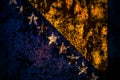 Bosnia and Herzegovina, Bosnian, Herzegovinian flag on grunge metal background texture with scratches and cracks Royalty Free Stock Photo